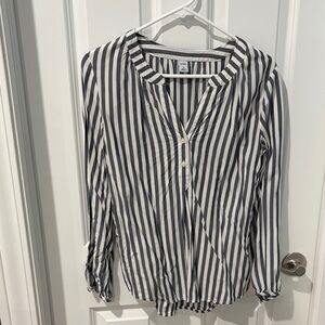 Old Navy Black and White Striped Blouse